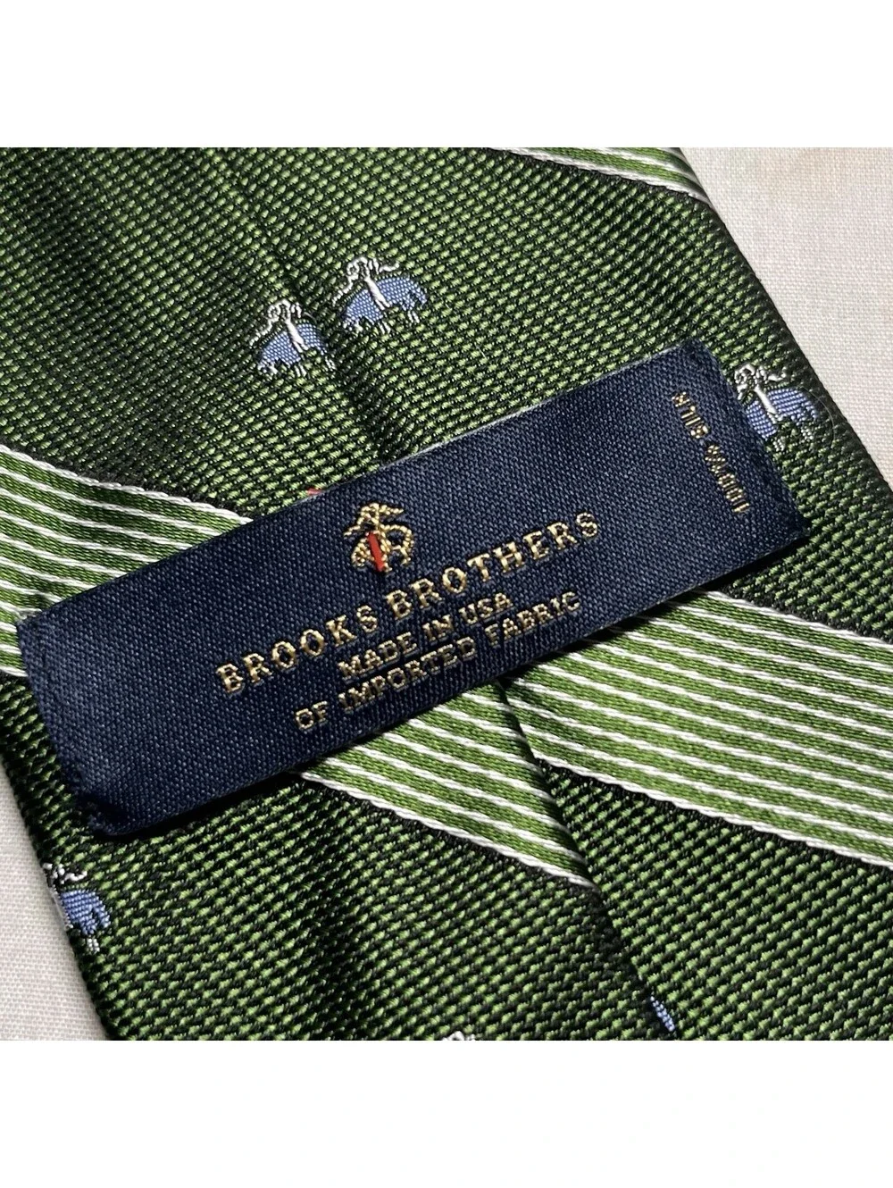 Brooks Brothers Golden Fleece Hanging Sheep Logo Silk Green Necktie Silk Tie VTG